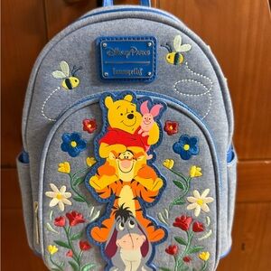 Loungefly Blue Winnie the Pooh & Friends Embroidered Kids Backpack